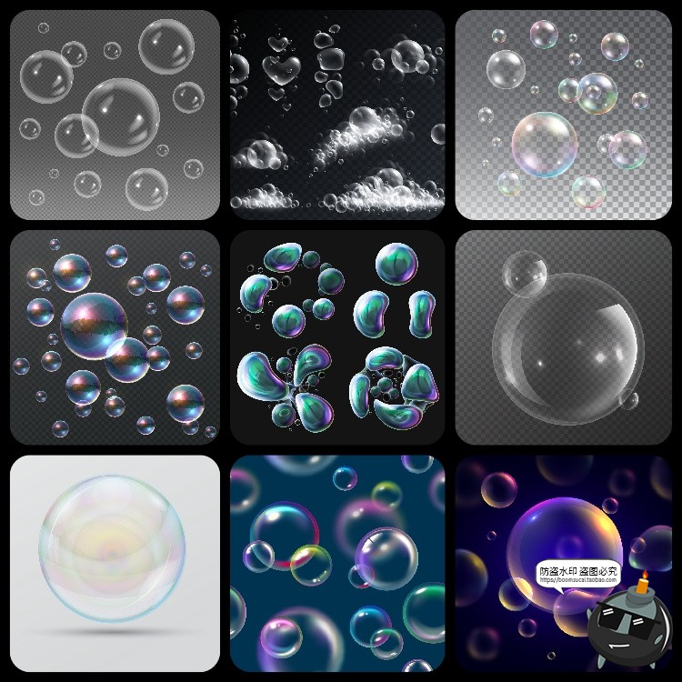 图片[2]-绚丽多彩漂浮泡泡气泡水泡肥皂泡图案背景装饰元素AI矢量图片素材-设计猿