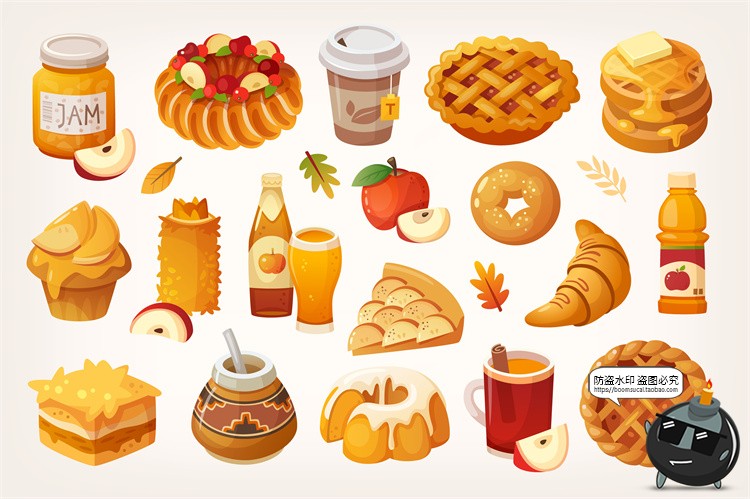 图片[10]-手绘卡通美食甜品小吃快餐蛋糕甜点冰淇淋插画图案图标AI矢量素材-设计猿