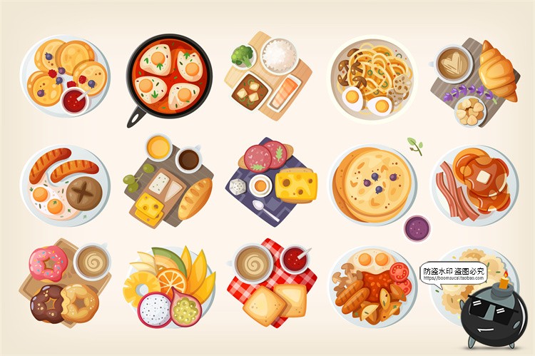 图片[12]-手绘卡通美食甜品小吃快餐蛋糕甜点冰淇淋插画图案图标AI矢量素材-设计猿