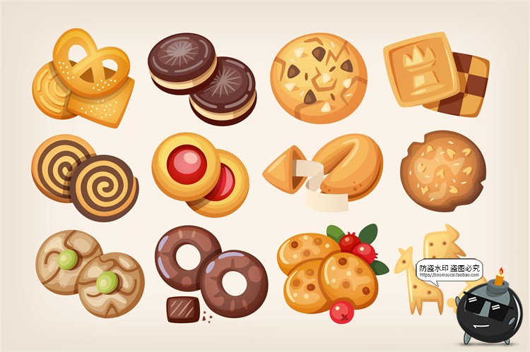 图片[14]-手绘卡通美食甜品小吃快餐蛋糕甜点冰淇淋插画图案图标AI矢量素材-设计猿