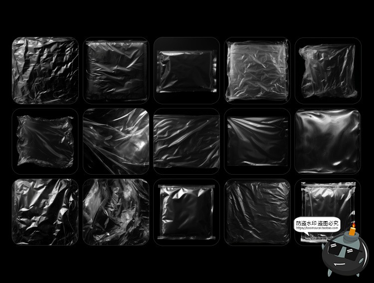 图片[2]-真实复古褶皱透明薄膜塑料袋子保鲜膜包装袋PNG叠加免抠图片素材-设计猿