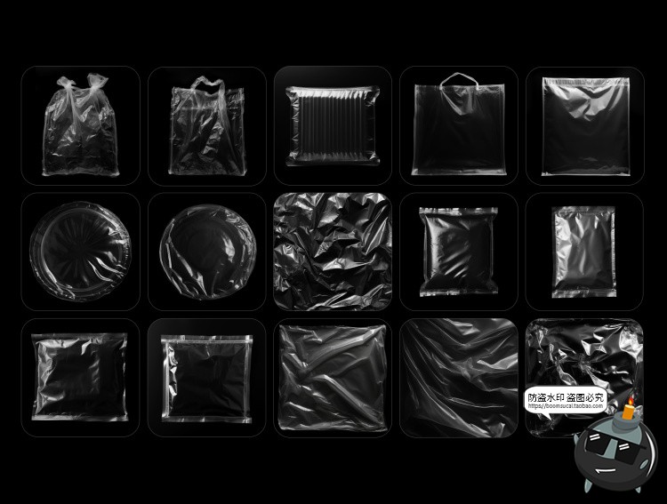 图片[3]-真实复古褶皱透明薄膜塑料袋子保鲜膜包装袋PNG叠加免抠图片素材-设计猿