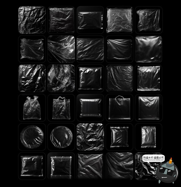 图片[7]-真实复古褶皱透明薄膜塑料袋子保鲜膜包装袋PNG叠加免抠图片素材-设计猿