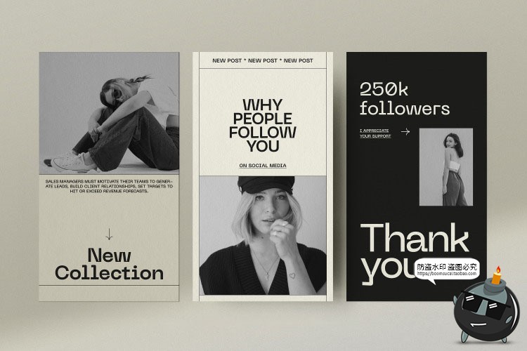 图片[2]-黑白简约潮流时尚大牌海报图文排版版式PSD模板AI矢量素材带字体-设计猿