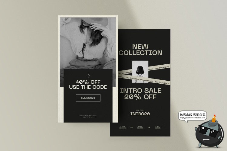 图片[3]-黑白简约潮流时尚大牌海报图文排版版式PSD模板AI矢量素材带字体-设计猿