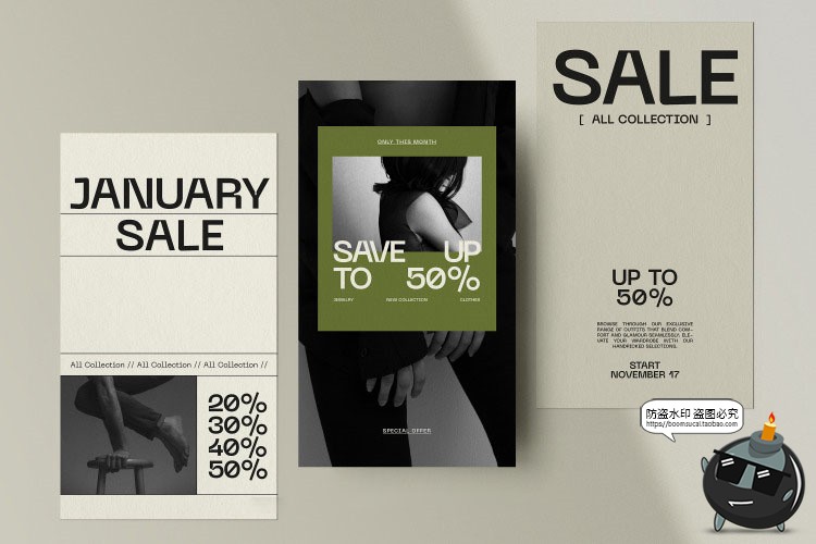 图片[4]-黑白简约潮流时尚大牌海报图文排版版式PSD模板AI矢量素材带字体-设计猿