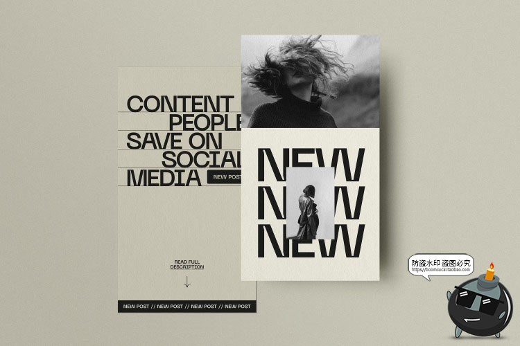 图片[7]-黑白简约潮流时尚大牌海报图文排版版式PSD模板AI矢量素材带字体-设计猿