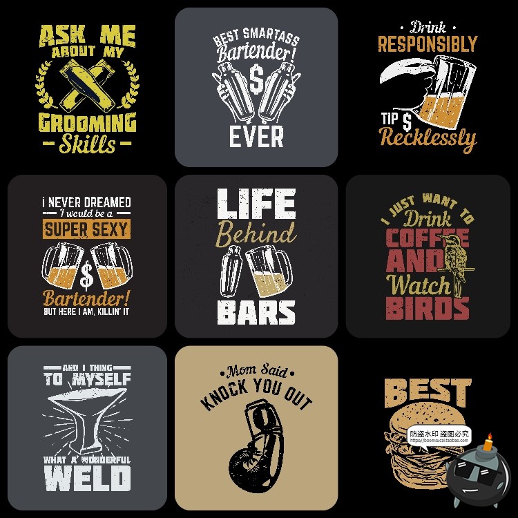 图片[1]-美式复古个性潮流街头嘻哈插画T恤服饰印花经典图案AI矢量图素材-设计猿