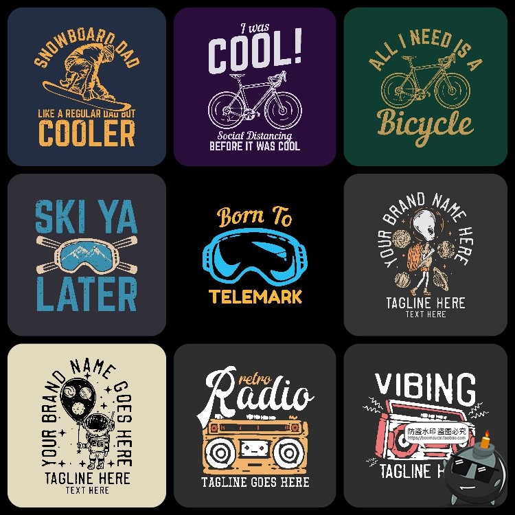 图片[9]-美式复古个性潮流街头嘻哈插画T恤服饰印花经典图案AI矢量图素材-设计猿