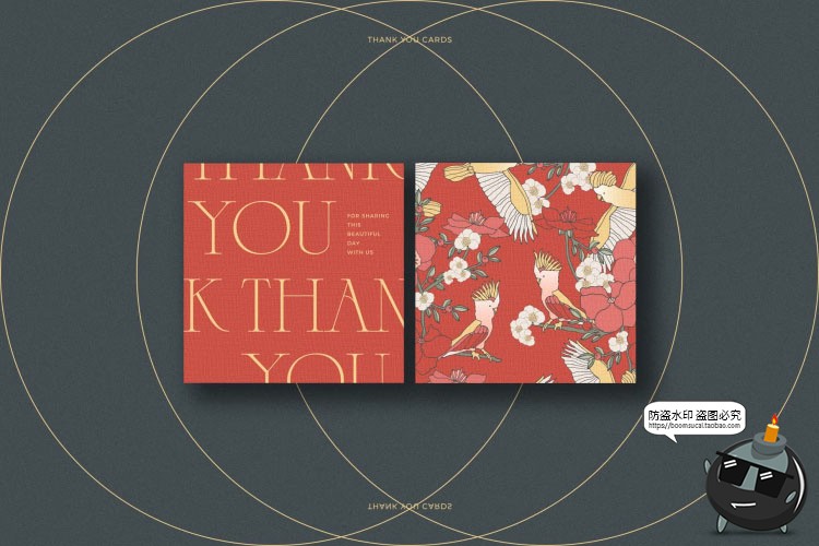 图片[3]-优雅古典鹦鹉花卉婚礼请柬邀请函贺卡插画图案AI矢量素材附带字体-设计猿