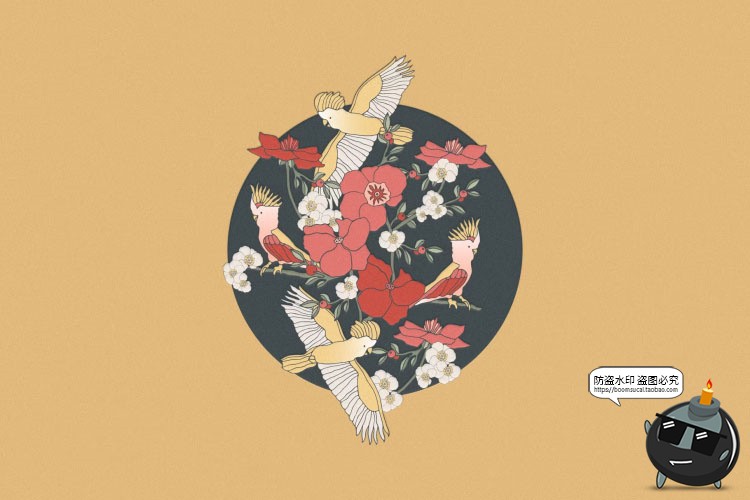 图片[5]-优雅古典鹦鹉花卉婚礼请柬邀请函贺卡插画图案AI矢量素材附带字体-设计猿