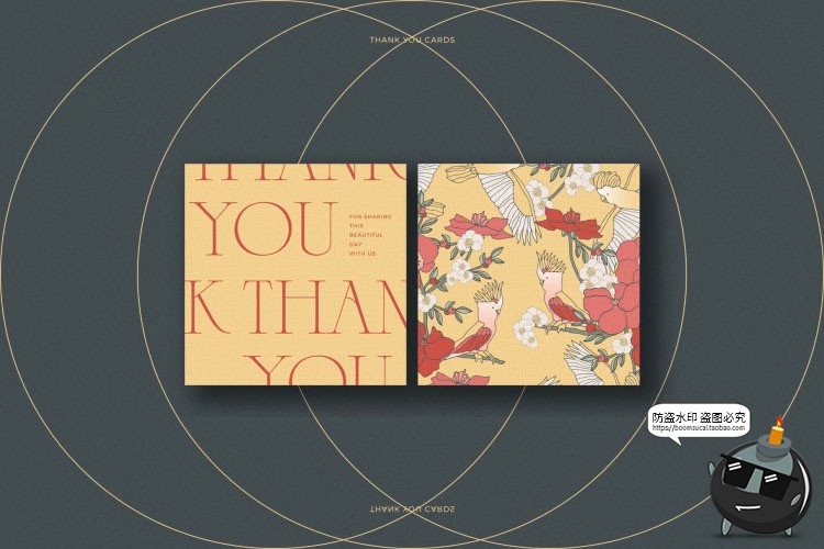 图片[6]-优雅古典鹦鹉花卉婚礼请柬邀请函贺卡插画图案AI矢量素材附带字体-设计猿