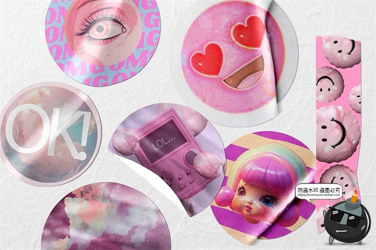 图片[16]-少女粉色可爱潮流复古流行背景漫画拼贴剪贴插画PNG免抠图片素材-设计猿