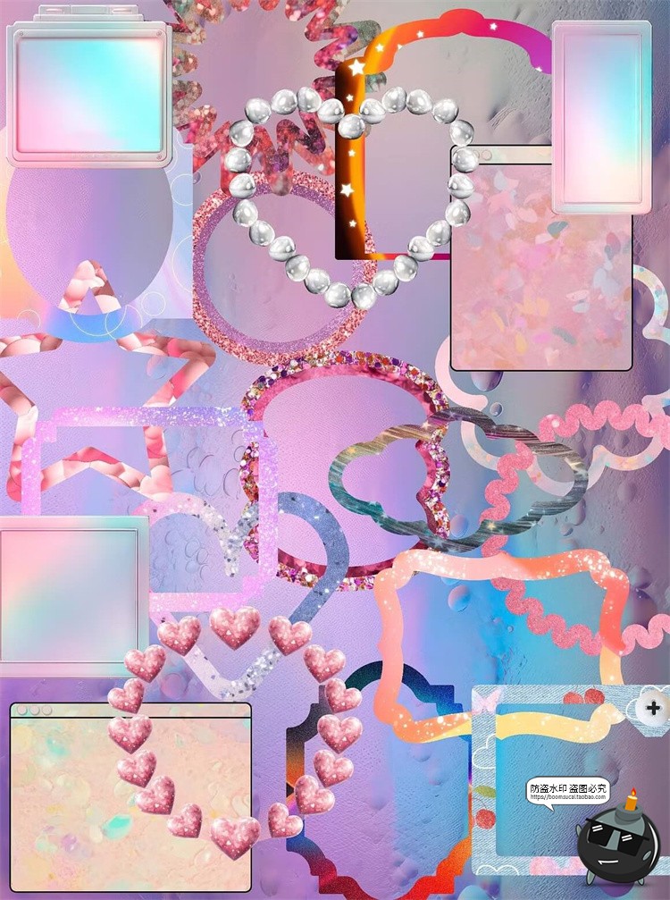 图片[5]-少女粉色可爱潮流复古流行背景漫画拼贴剪贴插画PNG免抠图片素材-设计猿