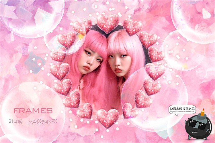 图片[13]-少女粉色可爱潮流复古流行背景漫画拼贴剪贴插画PNG免抠图片素材-设计猿