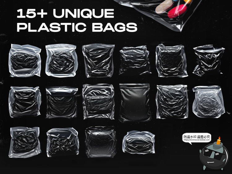 图片[2]-真空褶皱塑料产品贴纸包装袋纹理PNG免抠图后期滤色叠加合成素材-设计猿