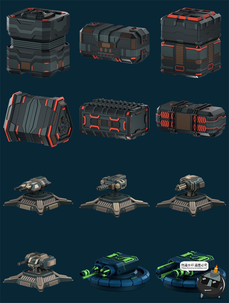 图片[3]-未来科幻赛博朋克风格三维立体3D游戏lcons图标Blender+PNG素材-设计猿