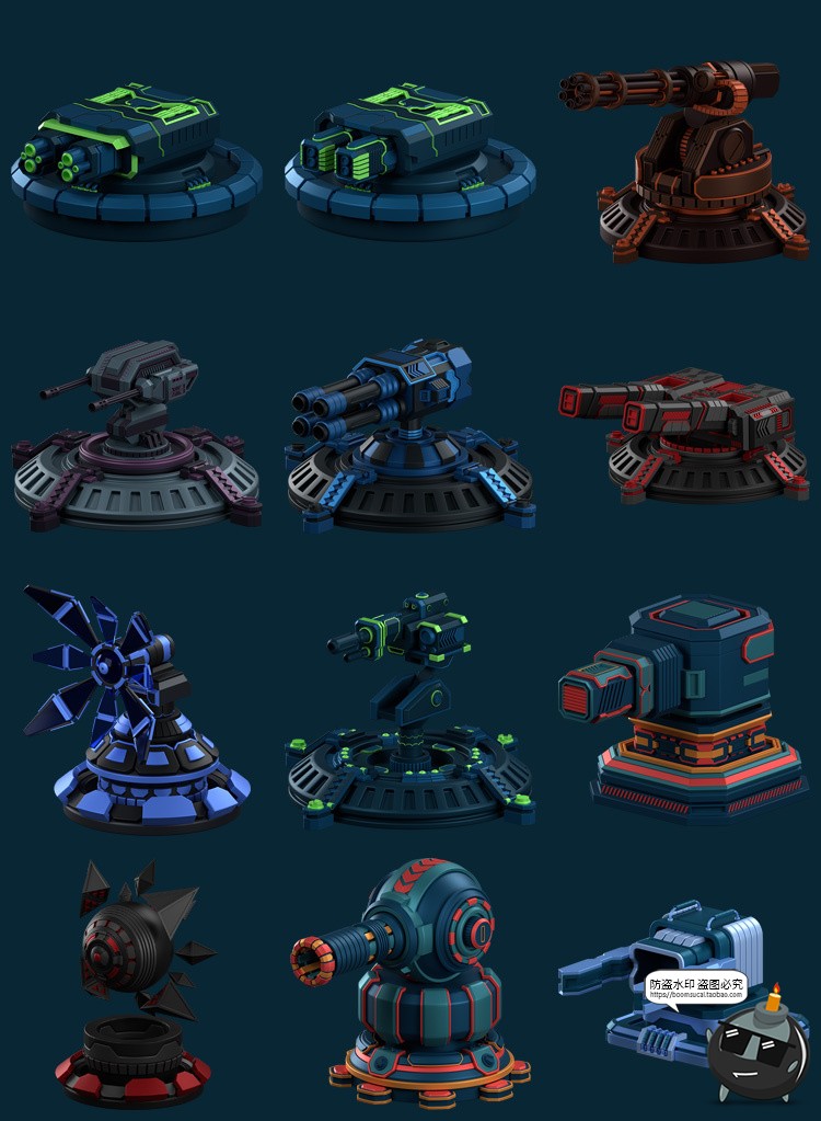 图片[4]-未来科幻赛博朋克风格三维立体3D游戏lcons图标Blender+PNG素材-设计猿