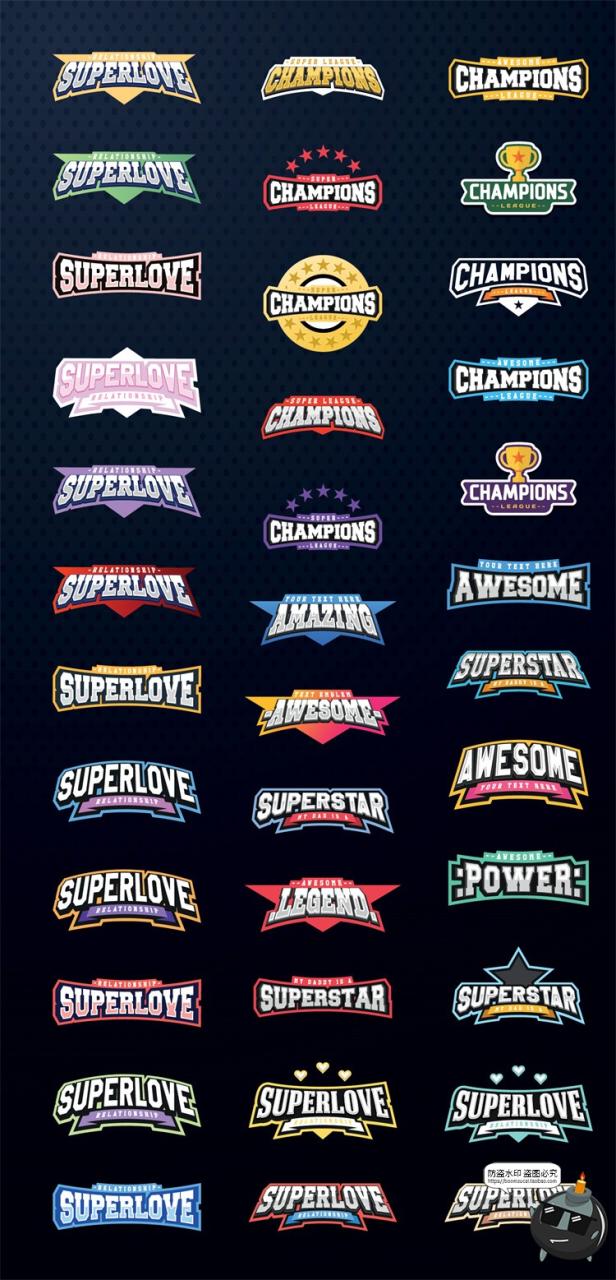 图片[1]-美式体育运动会户外俱乐部徽标标志logo图标装饰元素AI矢量素材-设计猿