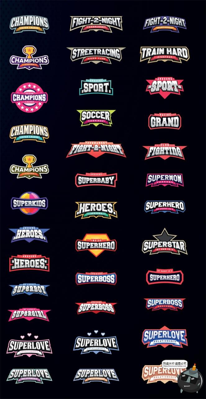 图片[2]-美式体育运动会户外俱乐部徽标标志logo图标装饰元素AI矢量素材-设计猿