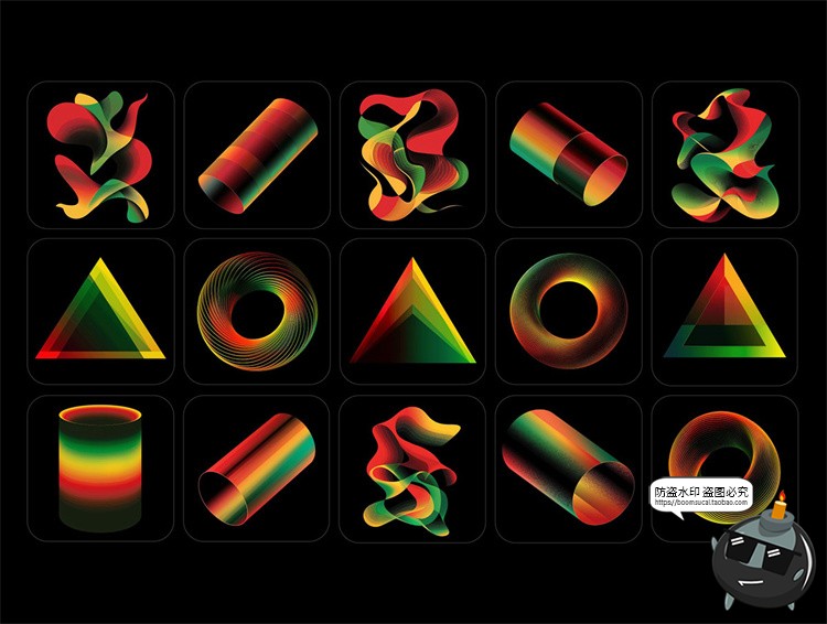 图片[4]-复古多彩渐变抽象3D几何图形科技海报背景底纹png免抠图片素材-设计猿