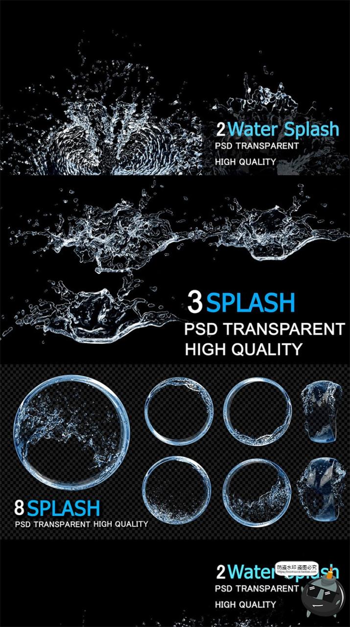 图片[4]-晶莹剔透水花飞溅透明液体液态喷溅效果特效后期合成PSD模板素材-设计猿