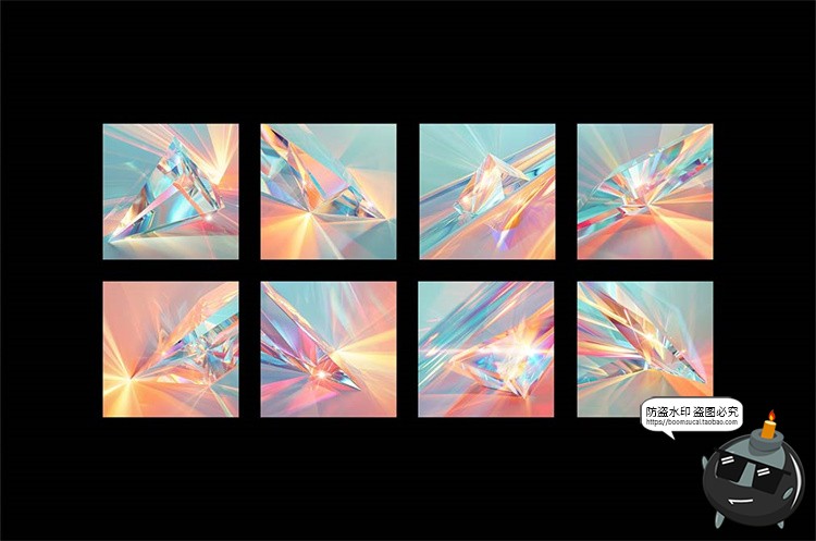 图片[2]-璀璨彩虹玻璃晶体棱镜折射光束反射色散水晶背景底纹JPG图片素材-设计猿