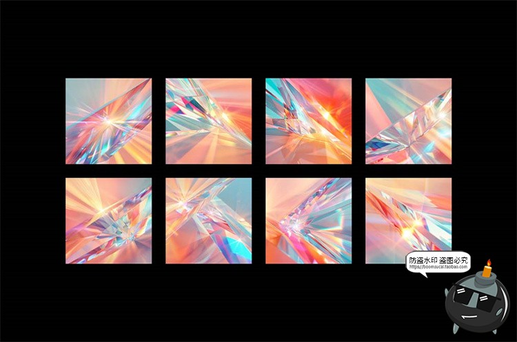 图片[3]-璀璨彩虹玻璃晶体棱镜折射光束反射色散水晶背景底纹JPG图片素材-设计猿