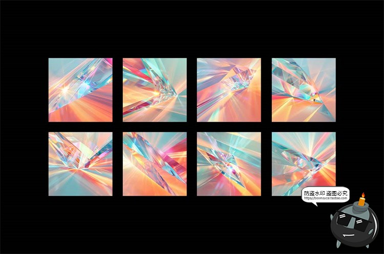 图片[4]-璀璨彩虹玻璃晶体棱镜折射光束反射色散水晶背景底纹JPG图片素材-设计猿