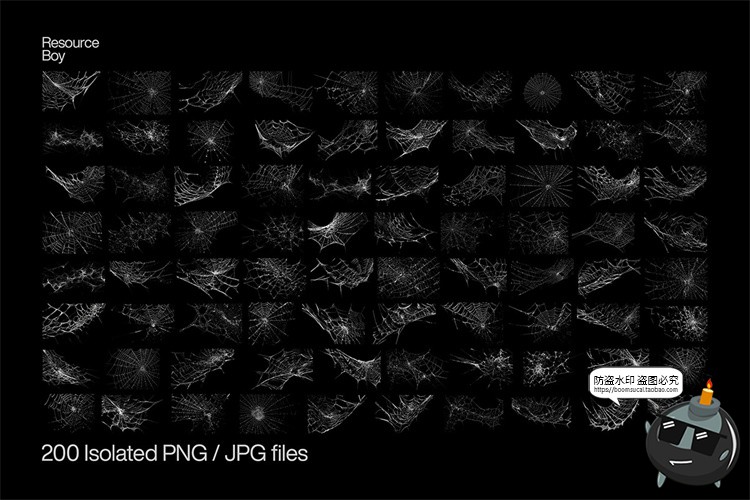 图片[2]-蜘蛛网蜘蛛丝恐怖风纹理背景叠加图片后期合成装饰png免抠图素材-设计猿