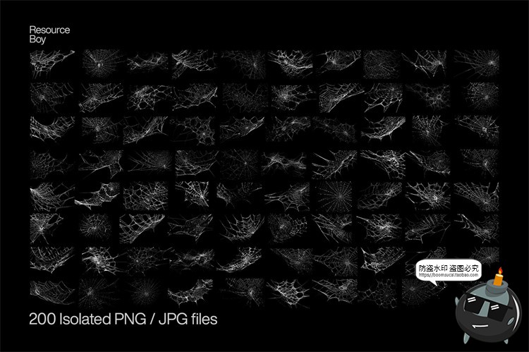 图片[3]-蜘蛛网蜘蛛丝恐怖风纹理背景叠加图片后期合成装饰png免抠图素材-设计猿