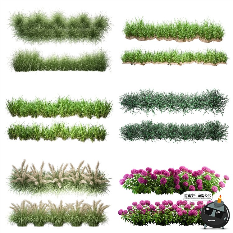 图片[1]-绿色草本草丛植物花叶子园林景观后期合成PSD模板分层源文件素材-设计猿