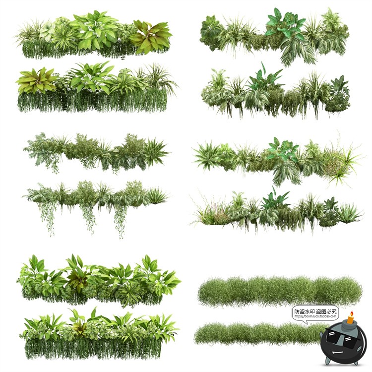 图片[2]-绿色草本草丛植物花叶子园林景观后期合成PSD模板分层源文件素材-设计猿