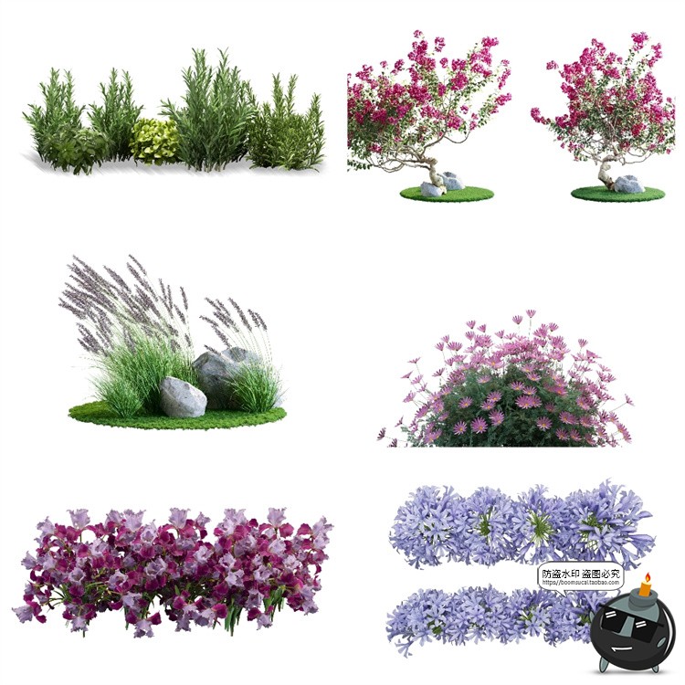 图片[4]-绿色草本草丛植物花叶子园林景观后期合成PSD模板分层源文件素材-设计猿