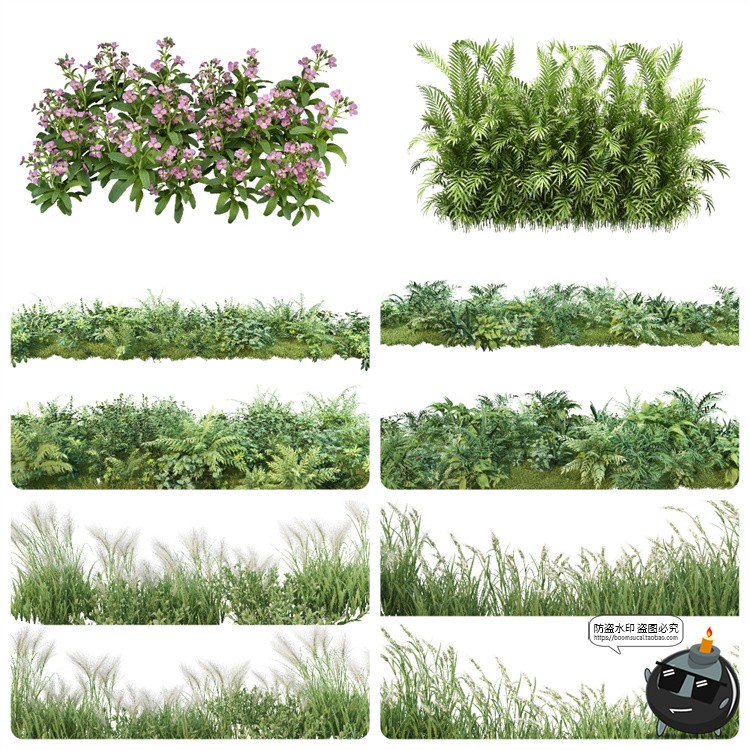 图片[6]-绿色草本草丛植物花叶子园林景观后期合成PSD模板分层源文件素材-设计猿