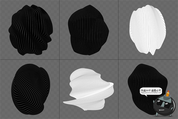 图片[4]-3D立体抽象艺术网格点阵状方格条纹线条几何图形png免抠图片素材-设计猿