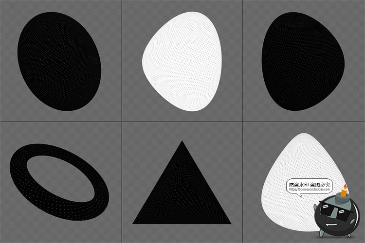 图片[6]-3D立体抽象艺术网格点阵状方格条纹线条几何图形png免抠图片素材-设计猿