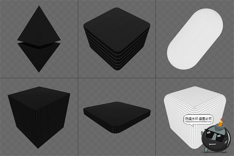 图片[7]-3D立体抽象艺术网格点阵状方格条纹线条几何图形png免抠图片素材-设计猿