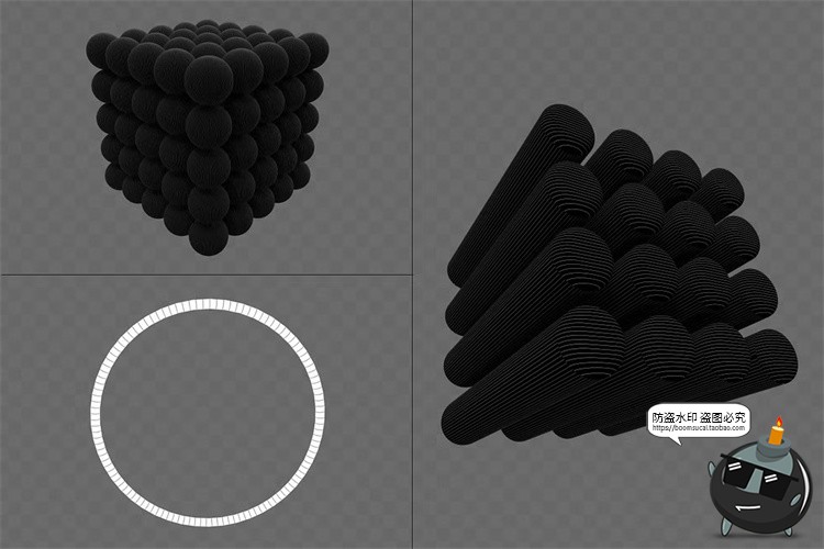 图片[8]-3D立体抽象艺术网格点阵状方格条纹线条几何图形png免抠图片素材-设计猿
