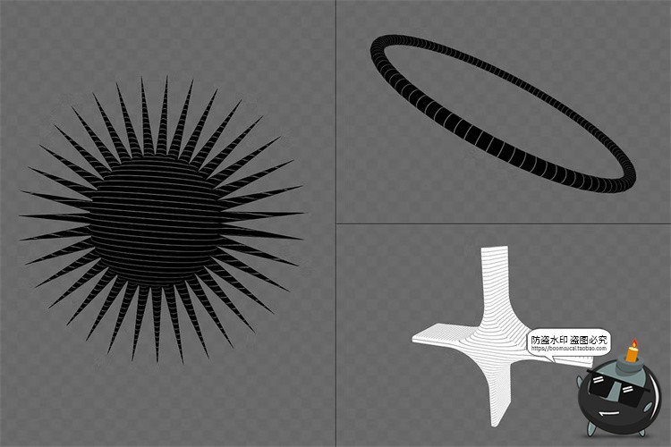 图片[10]-3D立体抽象艺术网格点阵状方格条纹线条几何图形png免抠图片素材-设计猿