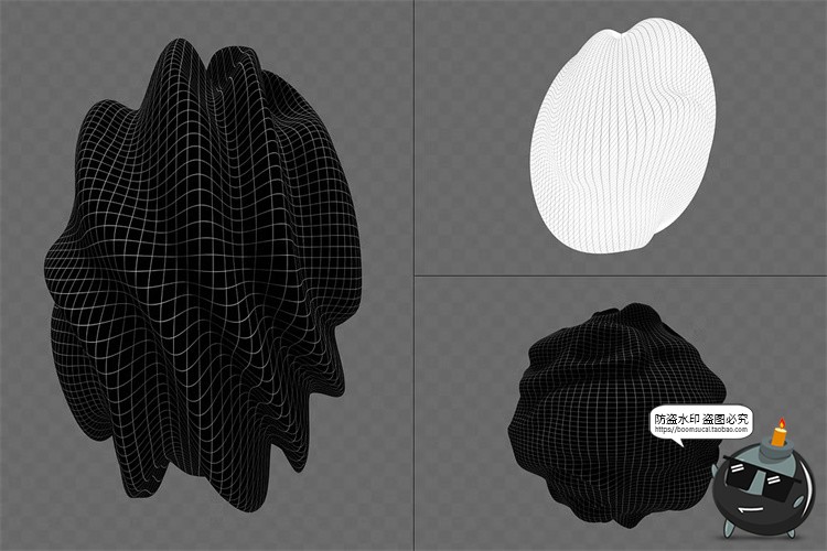 图片[11]-3D立体抽象艺术网格点阵状方格条纹线条几何图形png免抠图片素材-设计猿