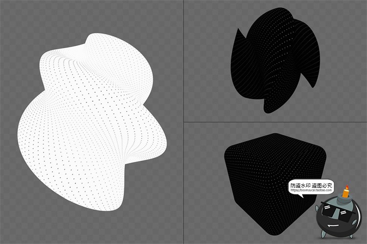 图片[13]-3D立体抽象艺术网格点阵状方格条纹线条几何图形png免抠图片素材-设计猿