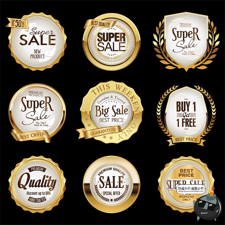 图片[8]-欧式经典金色徽章徽标图标标志形状奖牌标识logo图形AI矢量素材-设计猿