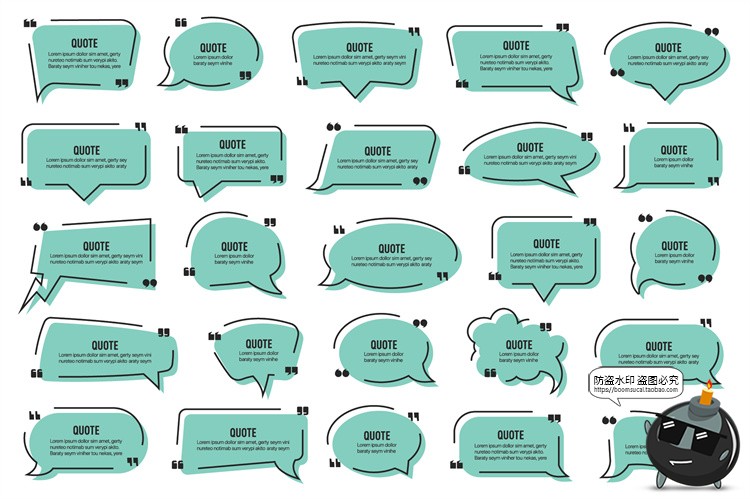 图片[3]-平面文本标签框对话边框温馨提示注意事项对话聊天气泡AI矢量素材-设计猿