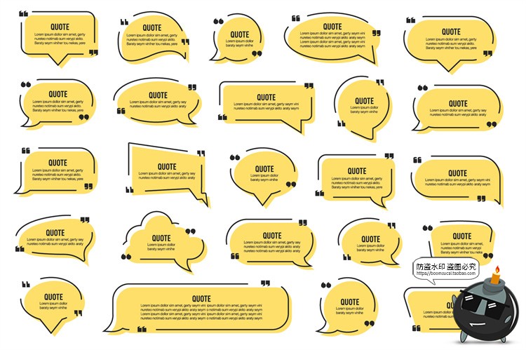 图片[4]-平面文本标签框对话边框温馨提示注意事项对话聊天气泡AI矢量素材-设计猿
