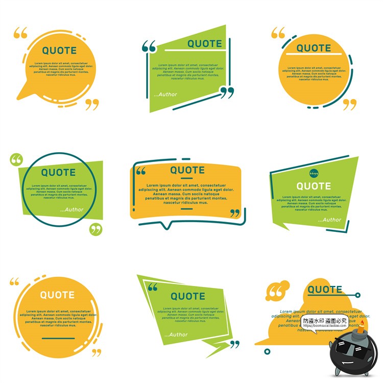 图片[5]-平面文本标签框对话边框温馨提示注意事项对话聊天气泡AI矢量素材-设计猿