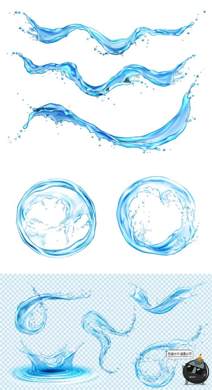 图片[2]-手绘水花飞溅浪花液体水珠广告海报特效后期合成插画AI矢量素材-设计猿