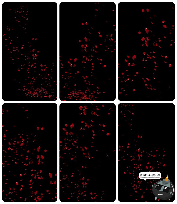 图片[1]-浪漫红玫瑰花瓣雨飘落散落满天后期合成叠加特效JPG黑底图片素材-设计猿