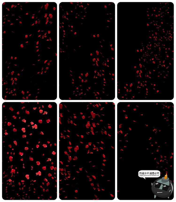 图片[2]-浪漫红玫瑰花瓣雨飘落散落满天后期合成叠加特效JPG黑底图片素材-设计猿