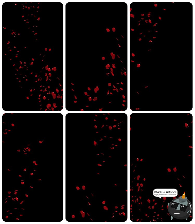 图片[3]-浪漫红玫瑰花瓣雨飘落散落满天后期合成叠加特效JPG黑底图片素材-设计猿